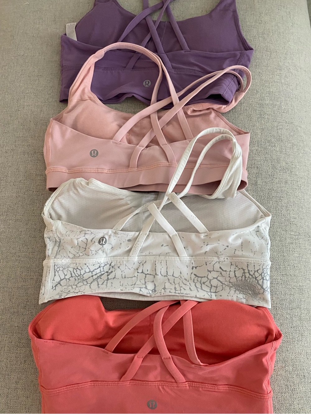 lululemon athletica Strappy Sports Bras in Purple, Pink, White, Coral